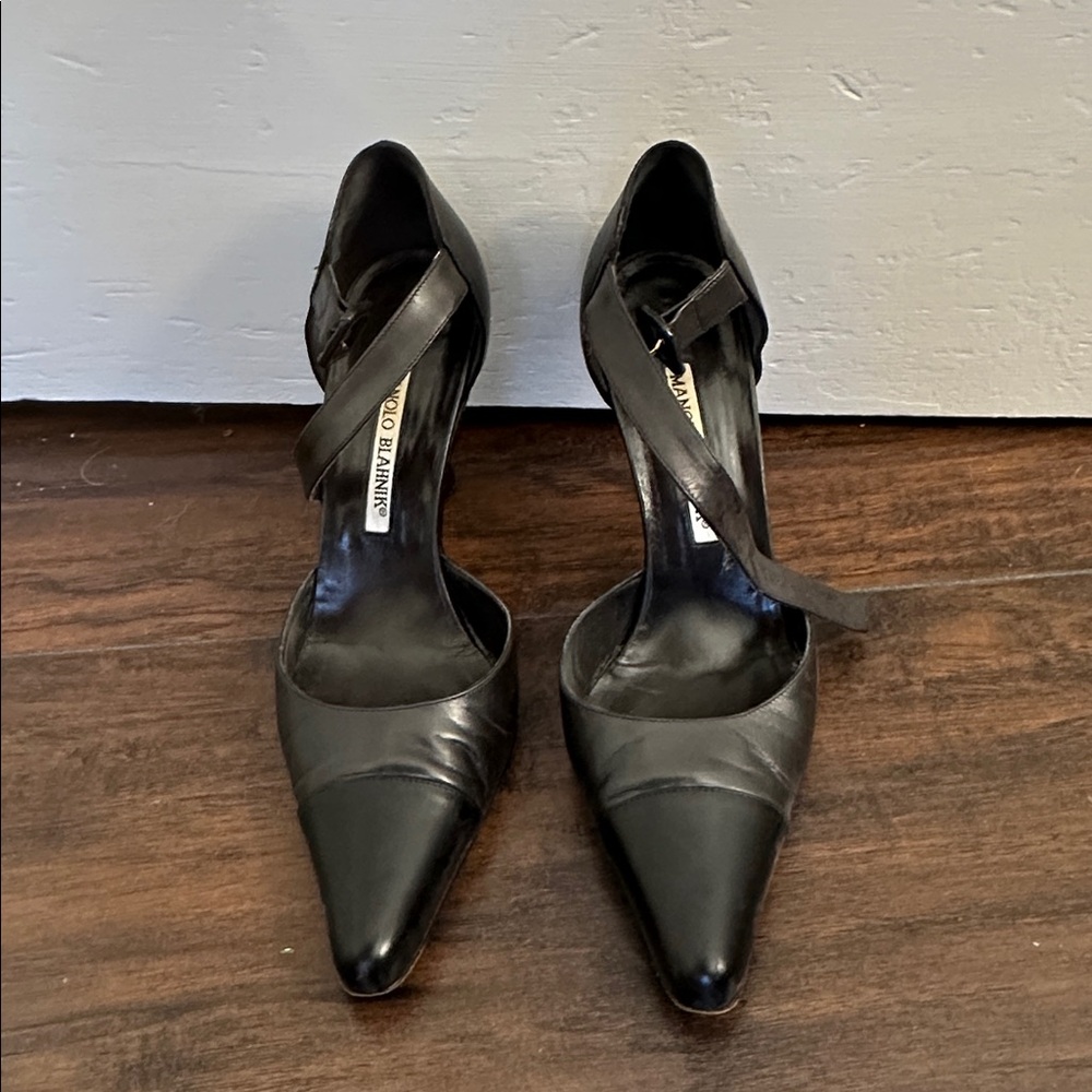 Manolo Blahnik Black and grey Leather Heels